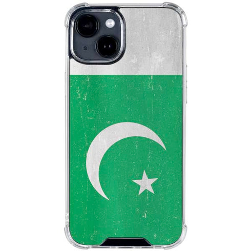 Pakistan Flag Distressed iPhone 15 Clear Case